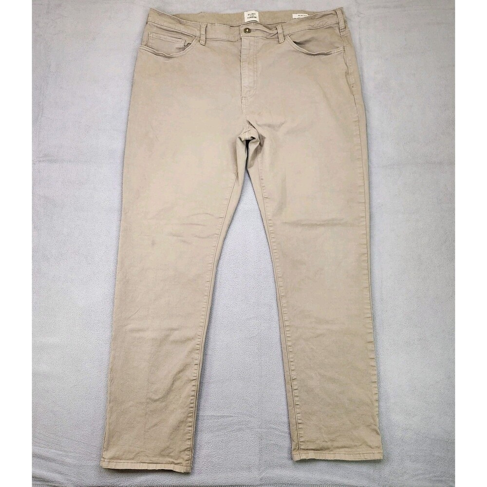 Flint And Tinder 365 Pants Men's 40x32 Beige Tan Khaki Slim Fit 5-Pocket Stretch